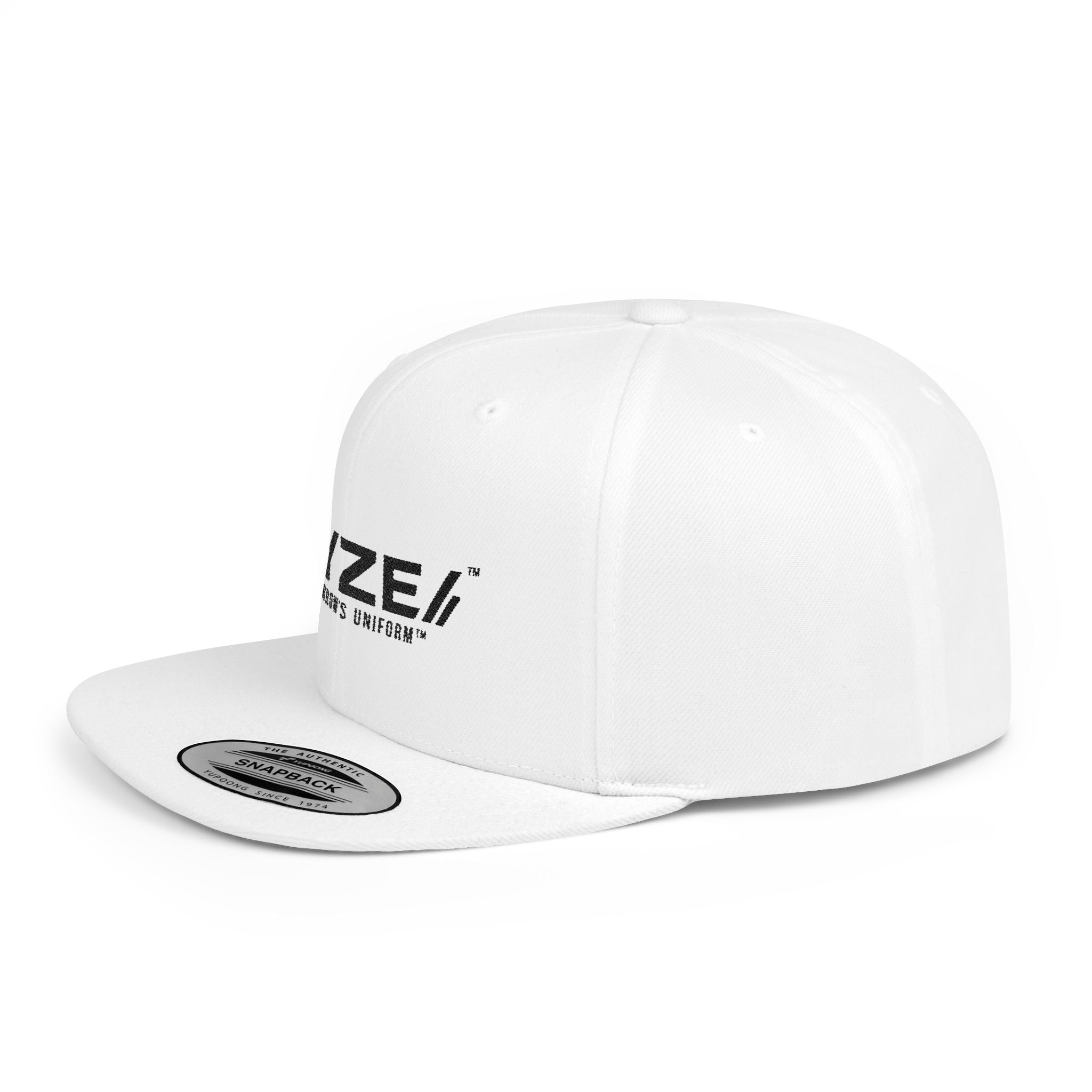 Flat-Brim Snapback Hat, White
