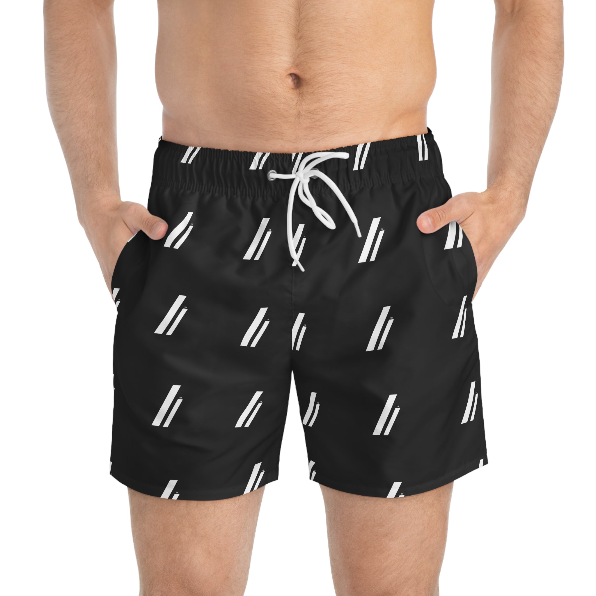 White Symbol Swim Trunks