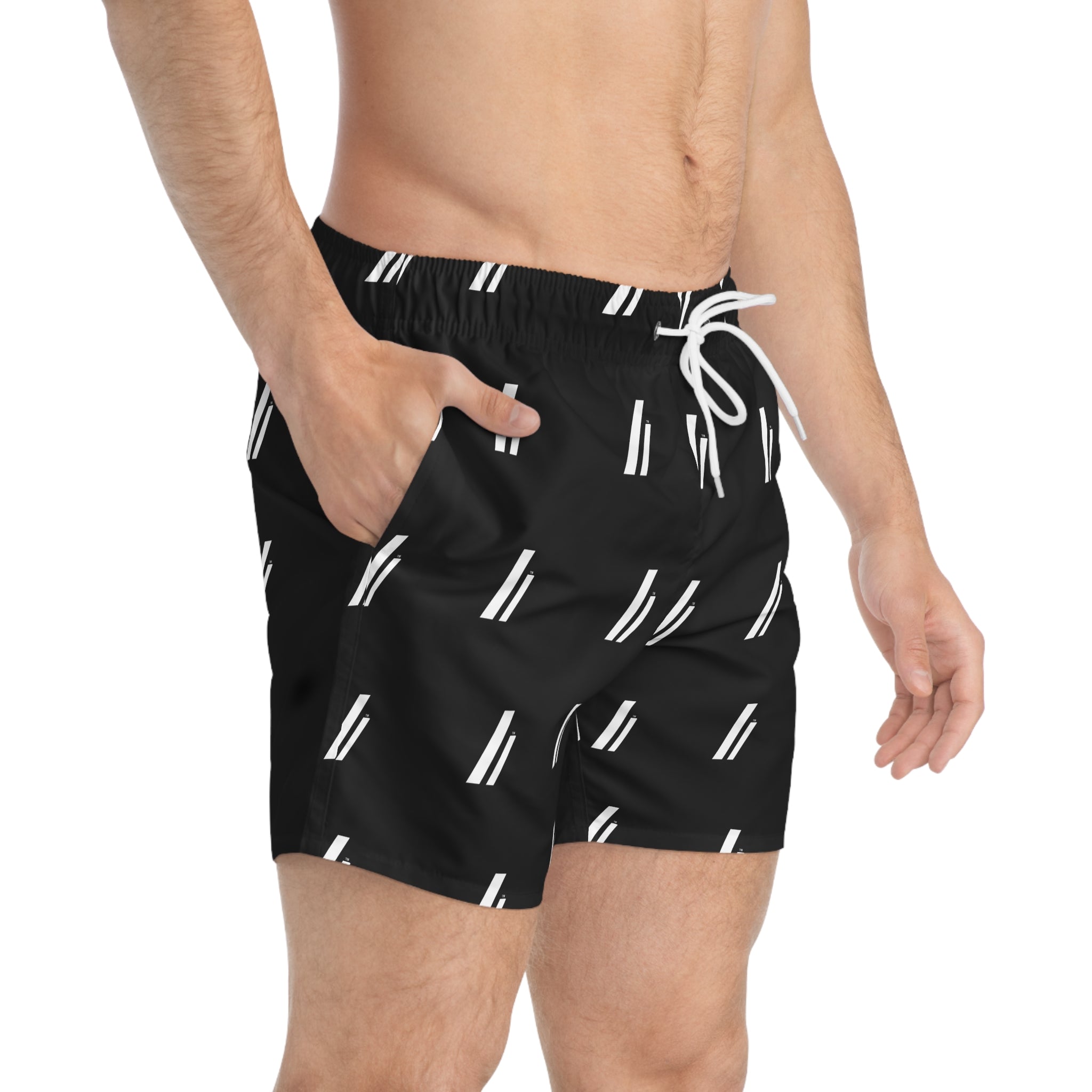 White Symbol Swim Trunks