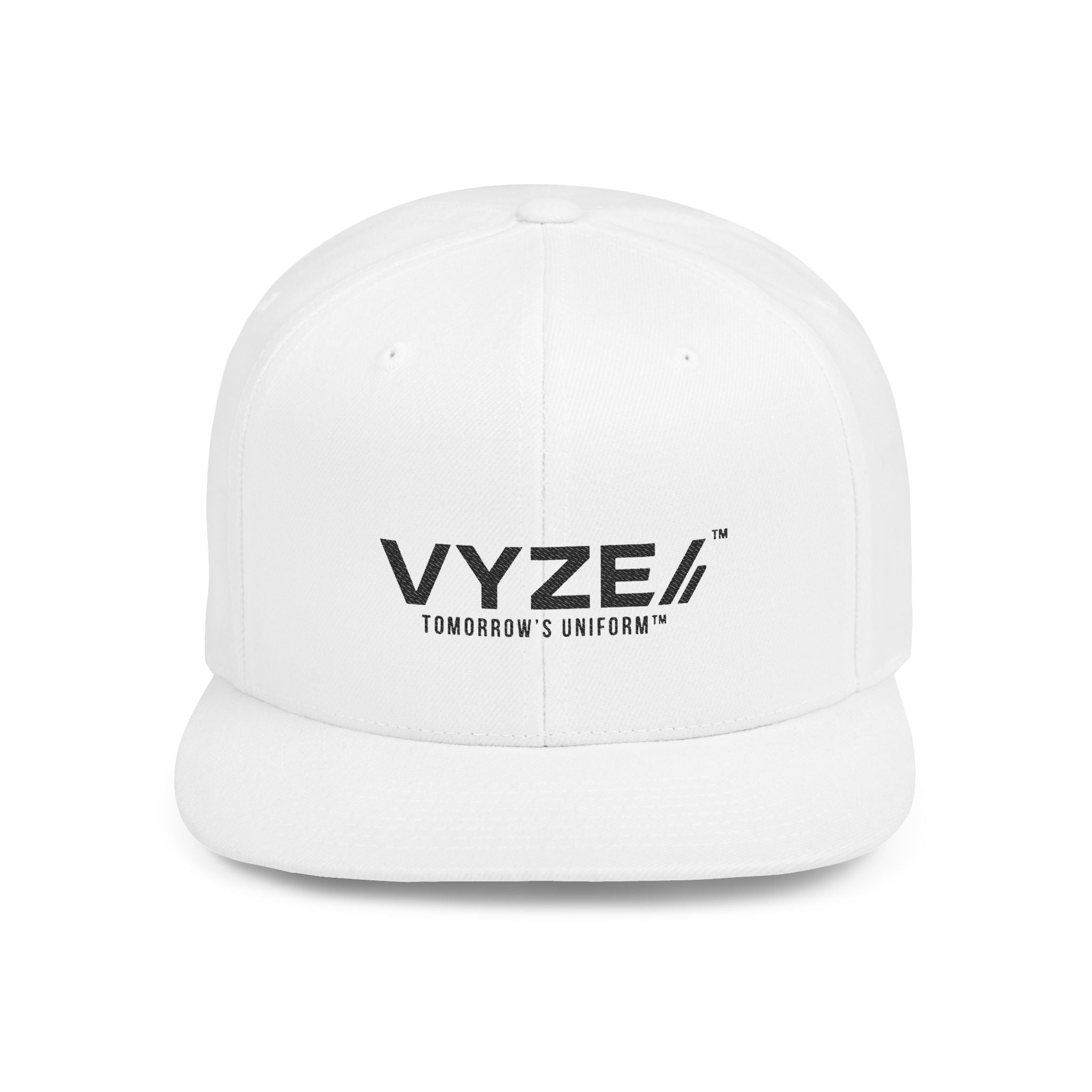 Flat-Brim Snapback Hat, White